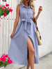 Women's New Style Mid-Length Solid Color Sleeveless Shirt Dress