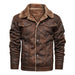 Men's Thick Warm Fleece Leather Jacket Casual Military Biker Leather Jacket