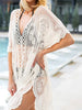 Lace V-Neck Cover-Up with Half Sleeves for Layered Beach Style