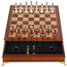 Luxury Metal and Solid Wood Tabletop Chess Set with Compact Storage Design