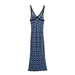 Women's Geometric Pattern Mesh Sling Long Dress Sleeveless Vintage Dresses
