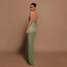 Sequined Slim Fit Halter Evening Gown Bodycon Banquet Dress for Women
