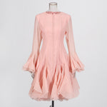 Elegant Ruffled Mid-Length Trumpet Sleeve Dress for Women