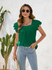 Stylish Square Neck Ruffled Cap Sleeve Blouse For Women With Casual Elegant Flair