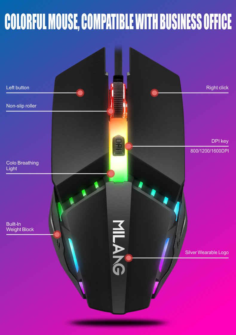 USB Wired Gaming Mouse with LED Lights Desktop Laptop Competitive Play ...
