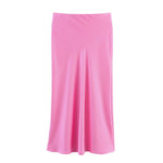 Striped Silk-Texture Midi Skirt for Women – Elegant Lightweight Summer Skirt
