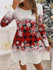 Snowflake Plaid Round Neck Long Sleeve Dress For Women’s Winter Wardrobe