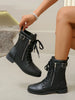 Women's PU Leather Lace-Up Combat Boots for Everyday Streetwear