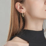 C-Hoop Earrings in 925 Sterling Silver with Inlaid Moissanite Stones