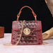 Classic Crocodile Embossed Handbag with Crossbody Strap and Spacious Women's Satchel Purse Design