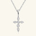 Women's 925 Sterling Silver Moissanite Cross Pendant Necklace Jewelry