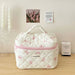 Quilted Cotton Makeup Bag with Bow – Portable Zipper Cosmetic Organizer