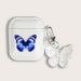 Painted Blue Butterfly Pendant Earphone Case Airpods 2 Transparent Soft Case