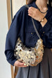 Sequin Chain Crossbody Bag with Metallic Glam Finish