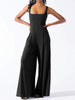 Fashionable Wide-Leg Knitted Jumpsuit With Sexy Suspender Straps