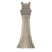 Women's Striped Contrasting Knit Sleeveless Midi Dress