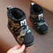 Kids Winter Snow Boots for Boys Girls Fashionable Plush Warm Ankle Martin Boots in Black Red