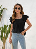 Stylish Square Neck Ruffled Cap Sleeve Blouse For Women With Casual Elegant Flair