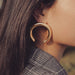 Exaggerated Crescent Shaped Earrings Women's Retro Metal Hollow Earrings Jewelry