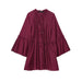 Women's Flared Sleeve Shirt Dress – Casual Long Sleeve Mini
