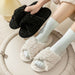 Plush Cross Strap Cotton Slippers Women's Warm Home Footwear