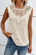 Women's Elegant Lace Detailed Eyelet Tank Top for Summer Outfits and Casual Wear