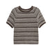 Striped Short-Sleeve Knitted Casual T-Shirt Top for Women – Everyday Style