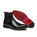 Men’s Pointed Toe Leather High-Top Boots with Red Soles – British Style