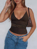 Women's Lace Patchwork Hollow Halter Strap Top for Summer Fashion