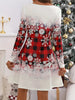 Snowflake Plaid Round Neck Long Sleeve Dress For Women’s Winter Wardrobe