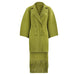 2 Piece Fringed Solid Women's Suit Partial Sleeve Miyake Dress