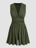 Women’s Solid Color Pleated Knit Jumpsuit with Decorative Grooves