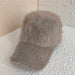Winter Soft Imitation Fur Baseball Cap – Solid Color Warm Outdoor Casual Cap