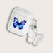 Painted Blue Butterfly Pendant Earphone Case Airpods 2 Transparent Soft Case