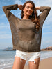 Women’s Solid Color Knitted Love Beach Hoodie With Round Neck Lightweight Design