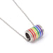 Colorful Circle Pendant Necklace - Silver Chain Jewelry with Titanium Steel Design