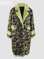 Long Colorful Thick Warm Hairy Shaggy Faux Fur Coat Women's Fluffy Overcoat