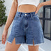 Women's Frayed Edge Denim Shorts with Side Slits