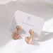 Minimalist Pink Heart Cat's Eye Stone Earrings Women's Jewelry