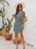 Stylish Women’s Cutout Striped Round Neck Dress with Short Sleeves