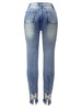 Washed Beaded High-Waist Denim Jeans for Women