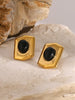 18K Gold-Plated Stainless Steel Agate Drop Earrings For Women