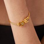 Titanium Steel Letter Bracelet for Women with Inlaid Rhinestones