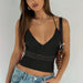 Women's Lace Patchwork Hollow Halter Strap Top for Summer Fashion