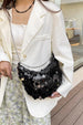 Sequin Chain Crossbody Bag with Metallic Glam Finish