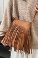 Suede Fringe Shoulder Bag – Bohemian-Inspired Casual Accessory