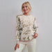 Women Round Neck Long Sleeve Sweater Patchwork Lace Up Knitting Pullover Sweaters
