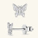 Moissanite Butterfly Stud Earrings – 925 Sterling Silver for Women