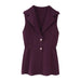 Sleeveless Lapel Knitted Vest Top with Chic Pleats for Women