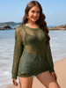 Women’s Solid Color Knitted Love Beach Hoodie With Round Neck Lightweight Design